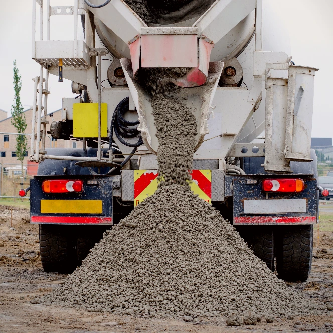 بتن آماده در حال تخلیه میکسر